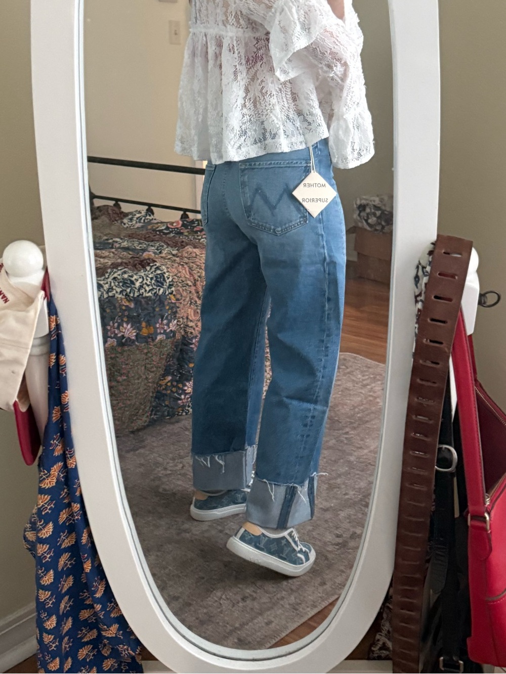 MOTHER Light Blue Wide Leg Cuffed Jeans - Picture 3 of 3